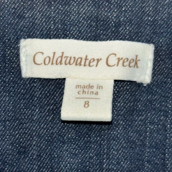 Coldwater Creek Womens‎ Denim Jean Jacket 8 Blue Fade Button Front Stretch Retro - Picture 4 of 9
